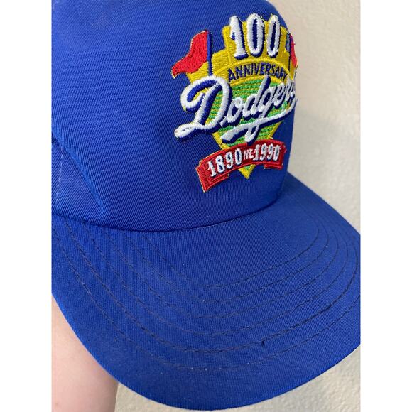 VTG New Era 100 Anniversary Dodger’s Blue Snap Back Trucker Baseball Hat Med-Lg - Picture 8 of 12